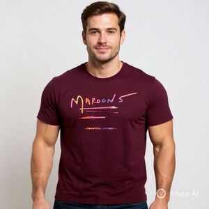 Maroon 5 Beautiful Mistakes Band Graphic Tee Burgundy Sz 2X